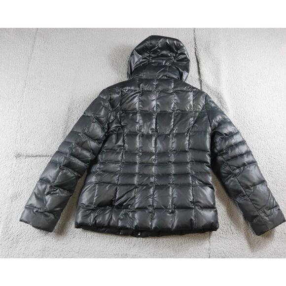 A.N.A Puffer Coat Womens Black Medium Down Jacket Lined Hooded Full Zip - Picture 2 of 9